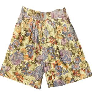 Craig Clothing Co. Multicolor Floral Pleated Front Elastic Waist Shorts Small